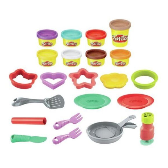 New Play-Doh Kitchen Creations Flip 'n Pancakes Playset 14-Piece Breakfast Toy - Picture 4 of 14